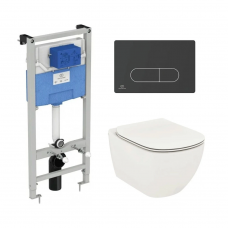 Комплект инсталляции с подвесным унитазом IDEAL STANDARD Prosys Tesi с сиденьем и кнопкой T3868V1/115A6